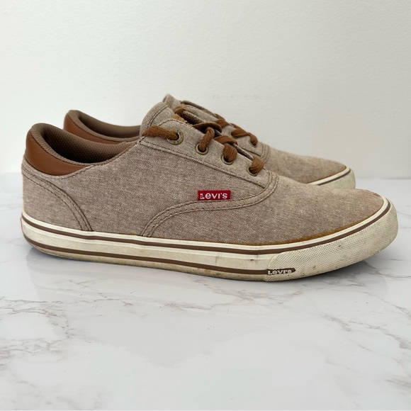 Levi’s Mens Ethan Canvas II Sneakers in Heather Khaki and Tan size 8 Casual Lace - Picture 1 of 11